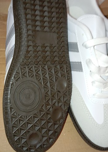 Beyaz Gri Bağcıklı Kadın Spor Ayakkabı samba - Görsel 3