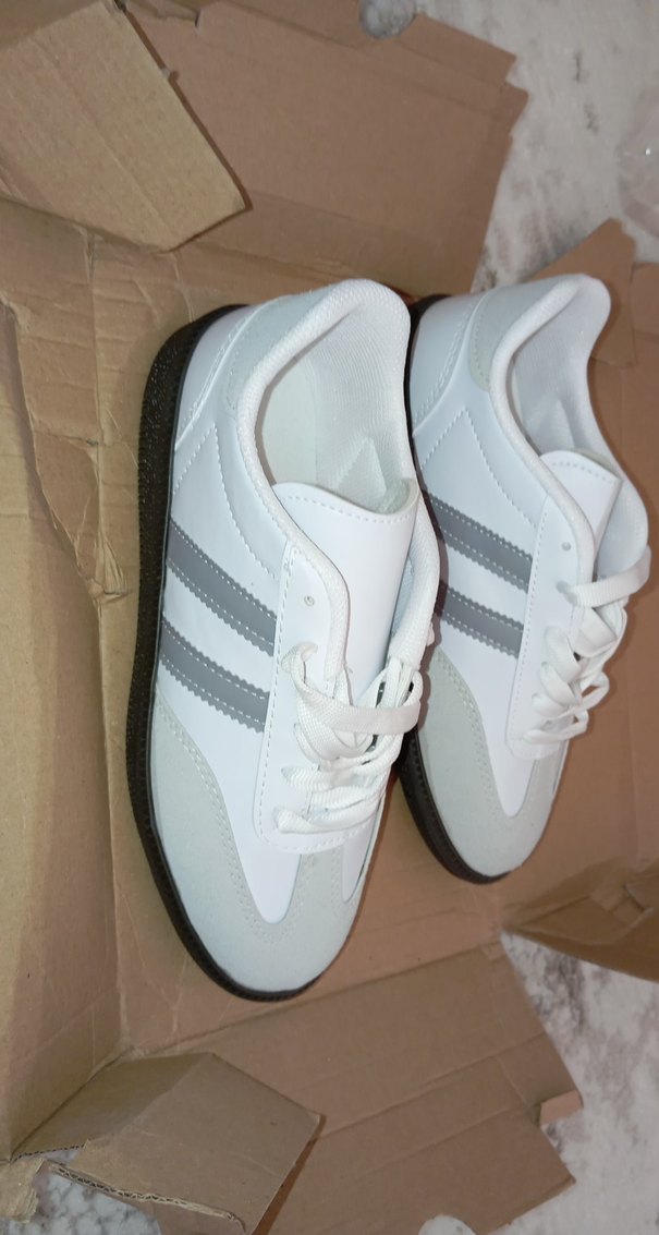 Beyaz Gri Bağcıklı Kadın Spor Ayakkabı samba - Görsel 2