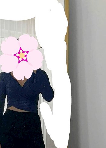 Kadın Lacivert Bohem bağlamalı bluz - Görsel 3