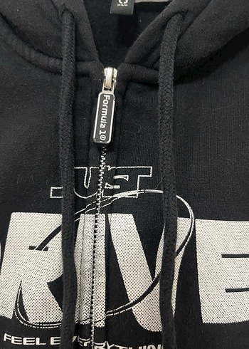 xs Beden H& M marka Siyah Kapüşonlu Fermuarlı Sweatshirt
