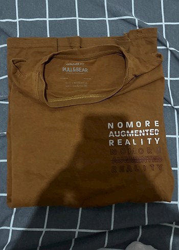 Pull and Bear Kahverengi Baskılı Tişört