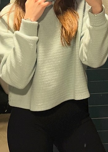 Mavi Mavi Kadın Gri Örgü Yüksek Yaka Sweatshirt