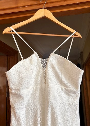 Beyaz Straplez Bohem Uzun Gelinlik - Görsel 2