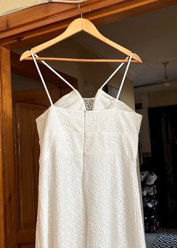 Beyaz Straplez Bohem Uzun Gelinlik - Görsel 3