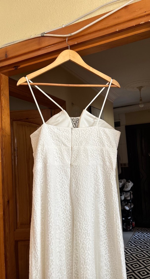 Beyaz Straplez Bohem Uzun Gelinlik - Görsel 3