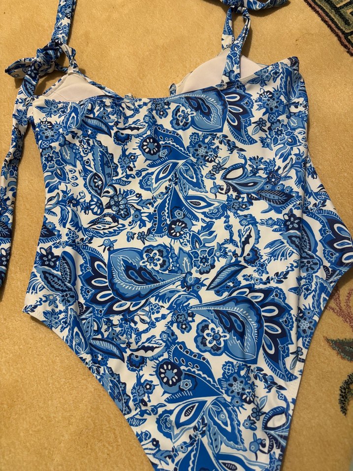 Mavi Desenli Bağlamalı Kadın Mayo - Görsel 3