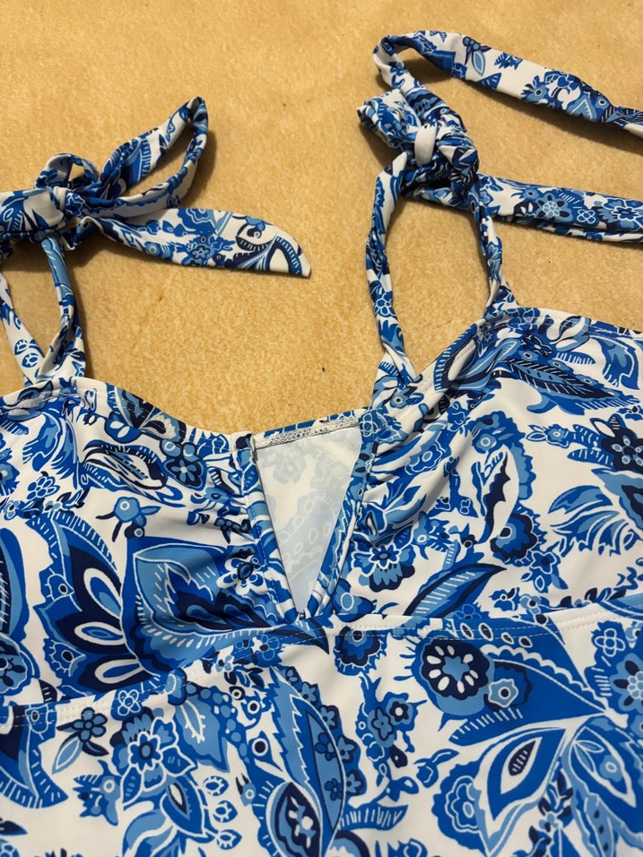 Mavi Desenli Bağlamalı Kadın Mayo - Görsel 2