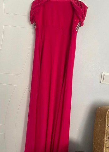 Pembe Drapeli Uzun Abiye Elbise - Görsel 2