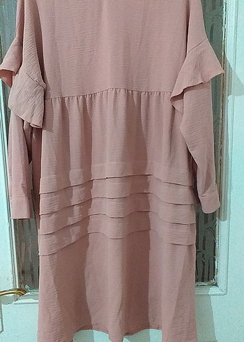 Seçil Pembe Uzun Kollu Volanlı Tunik