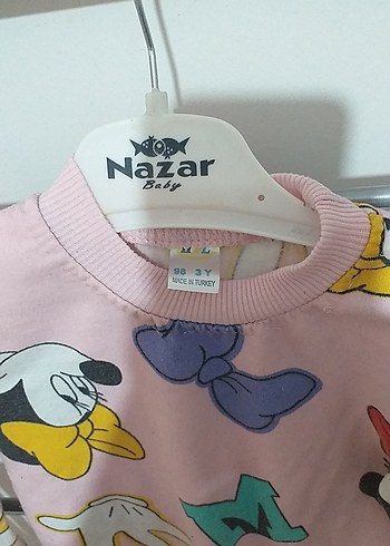 18-24 Ay Beden Kız Çocuk Pembe Baskılı Uzun Kollu Sweatshirt