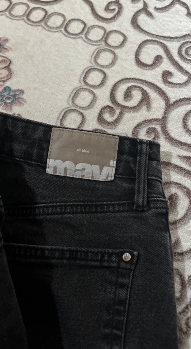 Düğmeli Siyah Kadın Kot Pantolon - Görsel 2