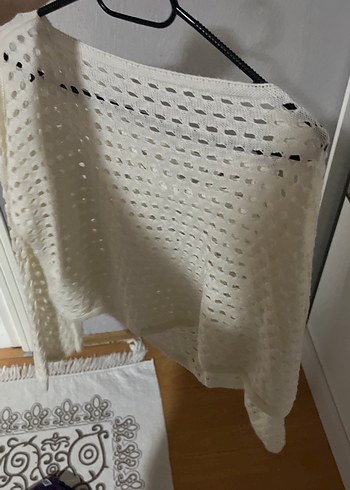 Beyaz Dantel Detaylı Uzun Kollu Bohem Kazak - Görsel 3