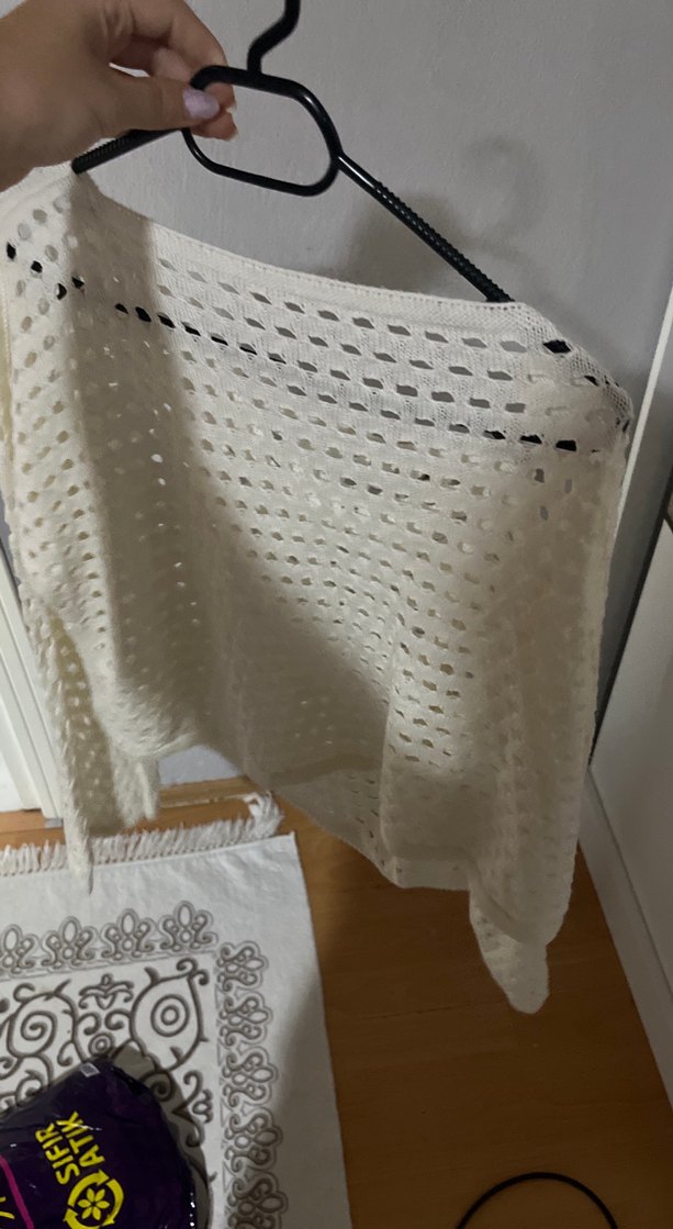 Beyaz Dantel Detaylı Uzun Kollu Bohem Kazak - Görsel 3