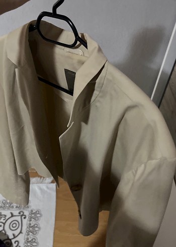 Bej Kadın Süet Mini Blazer - Görsel 4