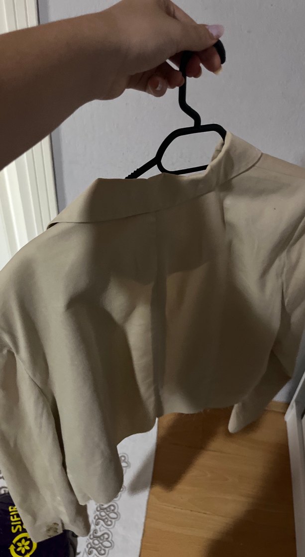 Bej Kadın Süet Mini Blazer - Görsel 3