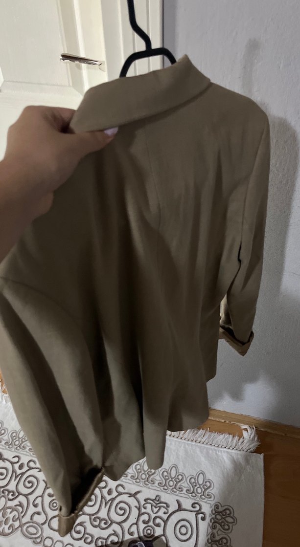 Bej Kadın Keten Blazer Ceket - Görsel 2