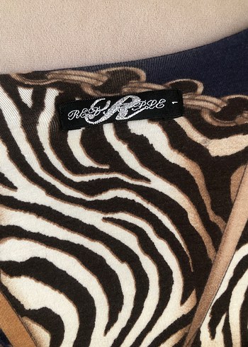 m Beden Zebra Desenli Mavi kısa Elbise