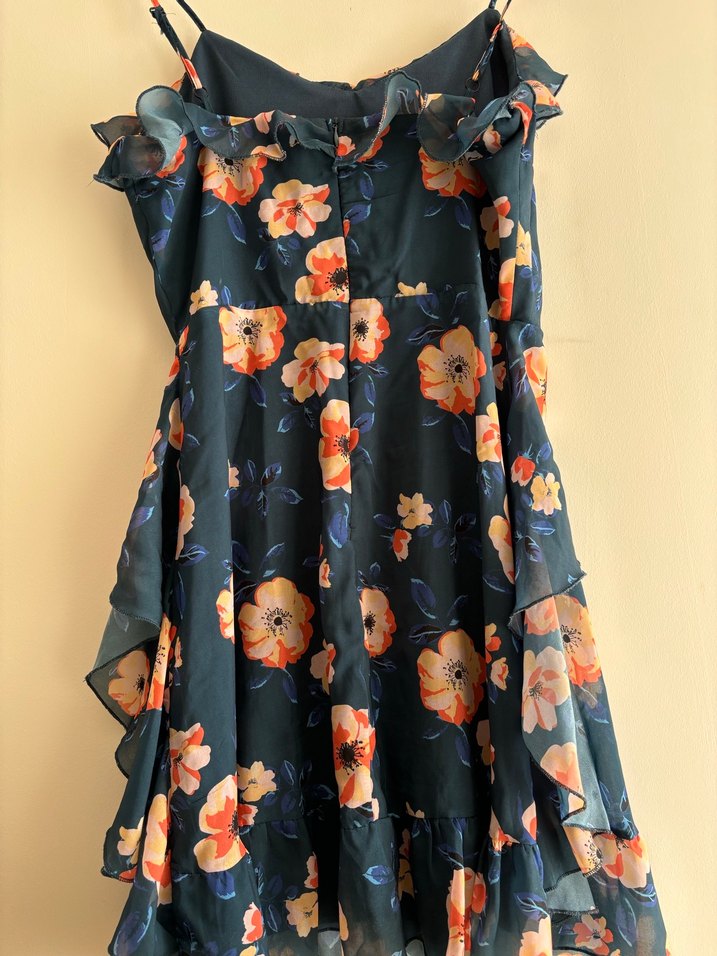 Çiçek Desenli Fırfırlı Mini Bohem Elbise - Görsel 2