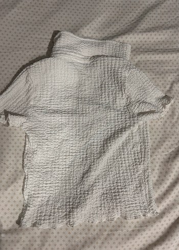 Zara Düğmeli Beyaz Kadın Gömlek Crop