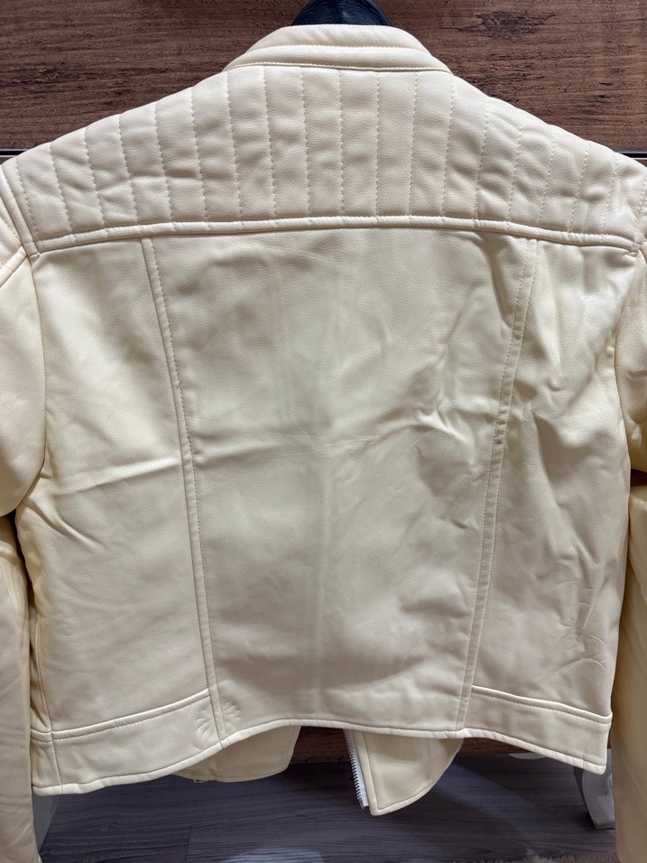 Zara Beyaz Deri Biker Ceket - Görsel 3