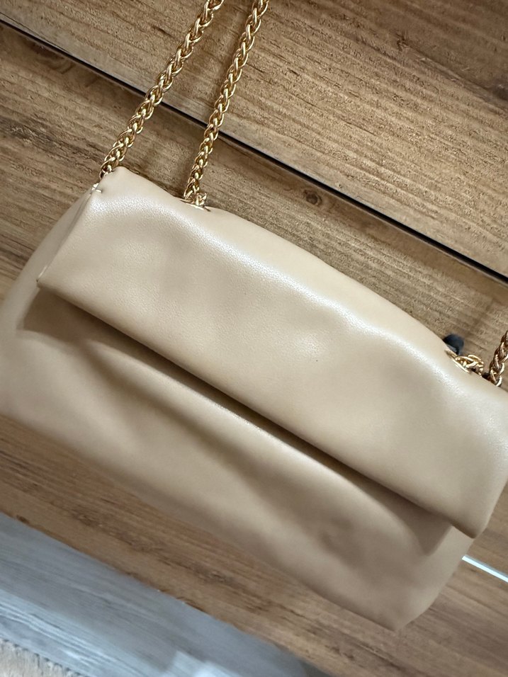 Bej Deri Zincir Detaylı Kadın Çanta - Görsel 2