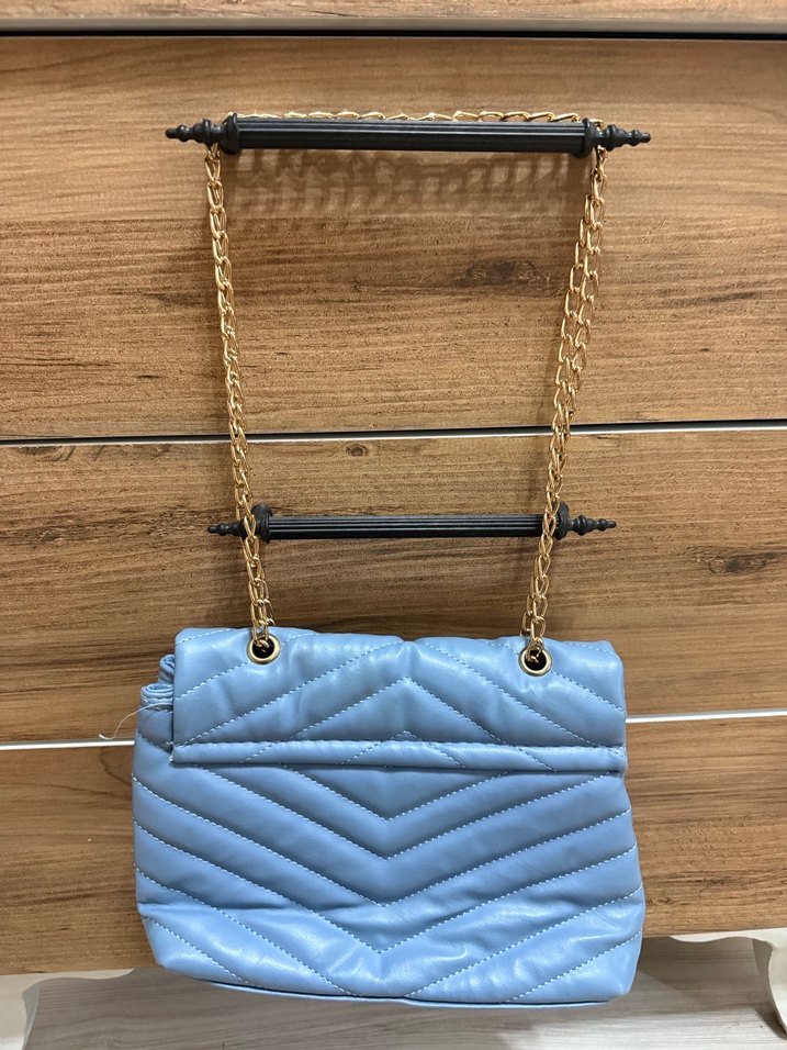Mavi Zincir Detaylı Deri Kadın Çanta - Görsel 3