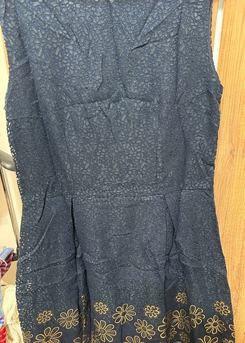 Nakışlı Lacivert Bohem Mini Elbise - Görsel 3