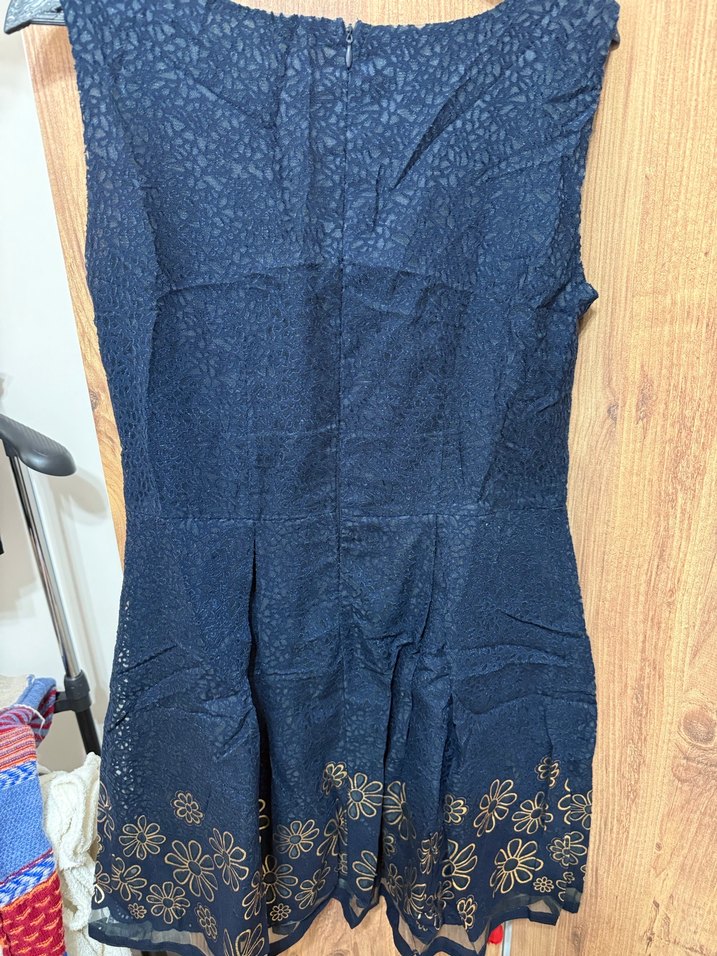 Nakışlı Lacivert Bohem Mini Elbise - Görsel 2