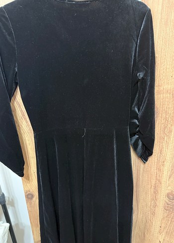 Uzun Kollu Siyah Goth V Yaka Kadın Elbise - Görsel 2