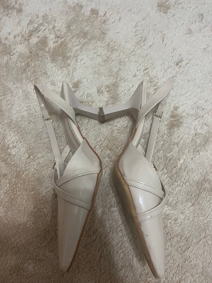 Beyaz Stiletto Tokalı Kadın Abiye Ayakkabı - Görsel 3