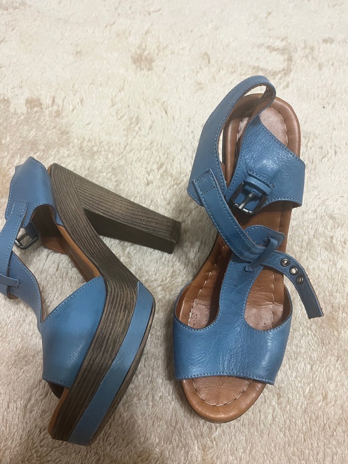 Mavi Dolgu Topuklu Kadın Sandalet - Görsel 2