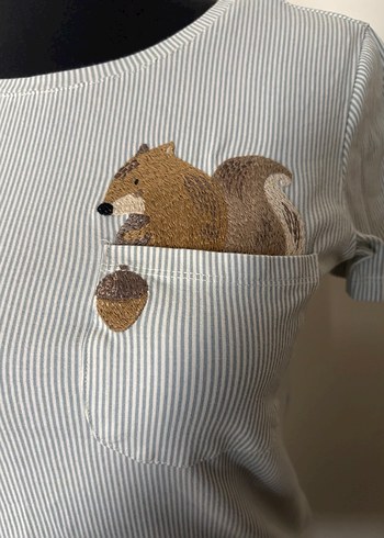 Mudo Çizgili Sincap işlemeli tişört - Görsel 2