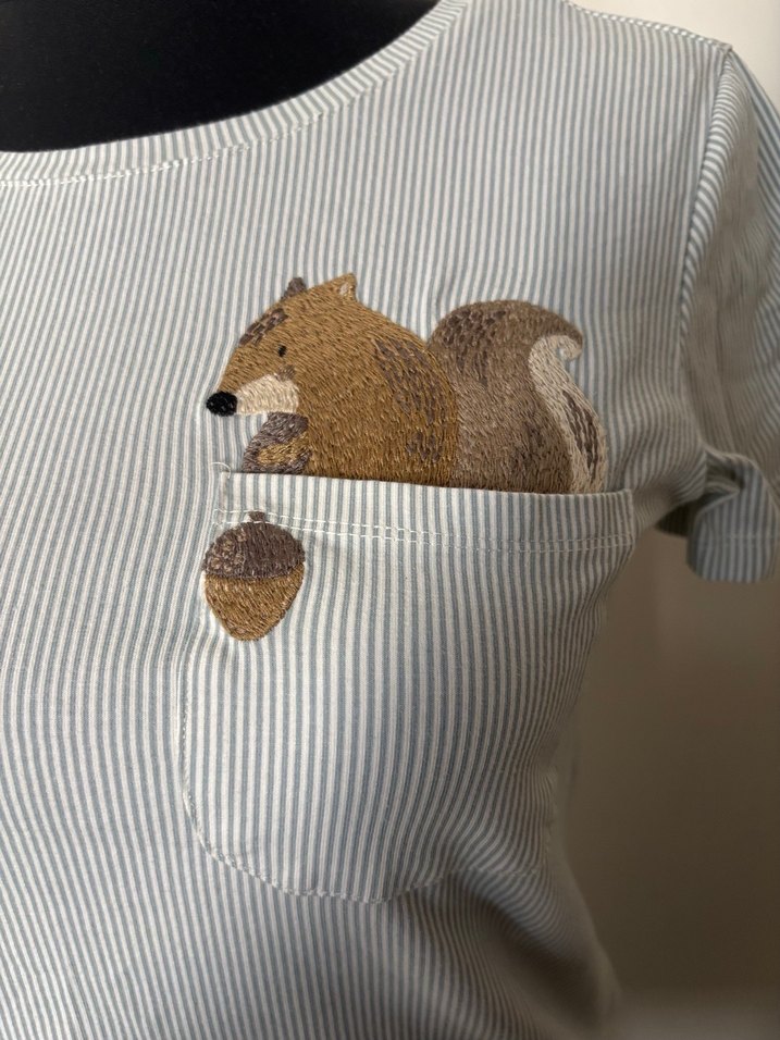 Mudo Çizgili Sincap işlemeli tişört - Görsel 2