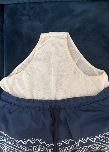 AVVA Erkek Lacivert Desenli Kısa Bağcıklı Deniz Şortu - Görsel 5