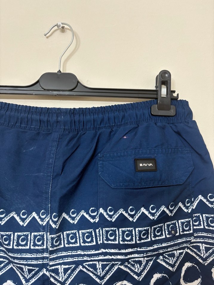AVVA Erkek Lacivert Desenli Kısa Bağcıklı Deniz Şortu - Görsel 3