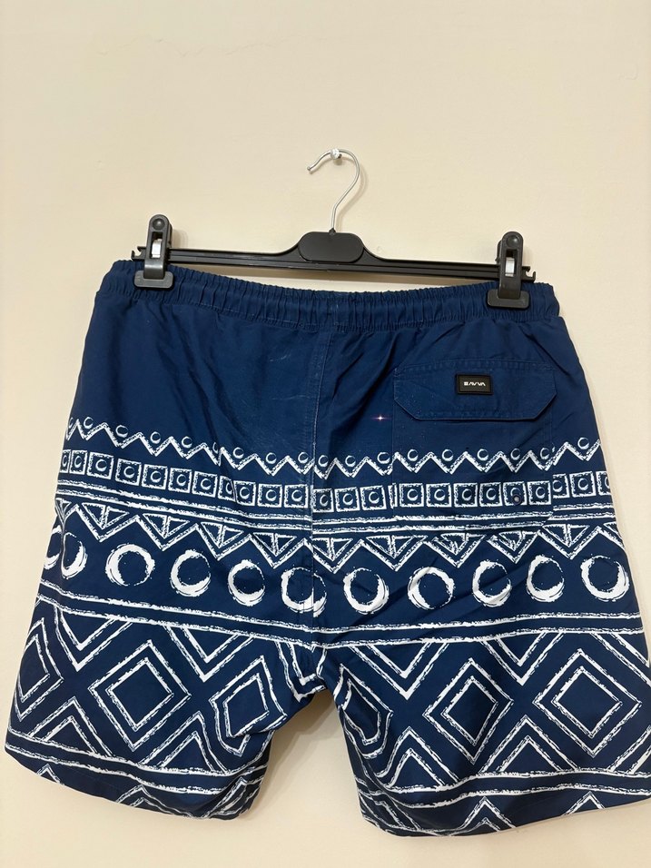 AVVA Erkek Lacivert Desenli Kısa Bağcıklı Deniz Şortu - Görsel 2