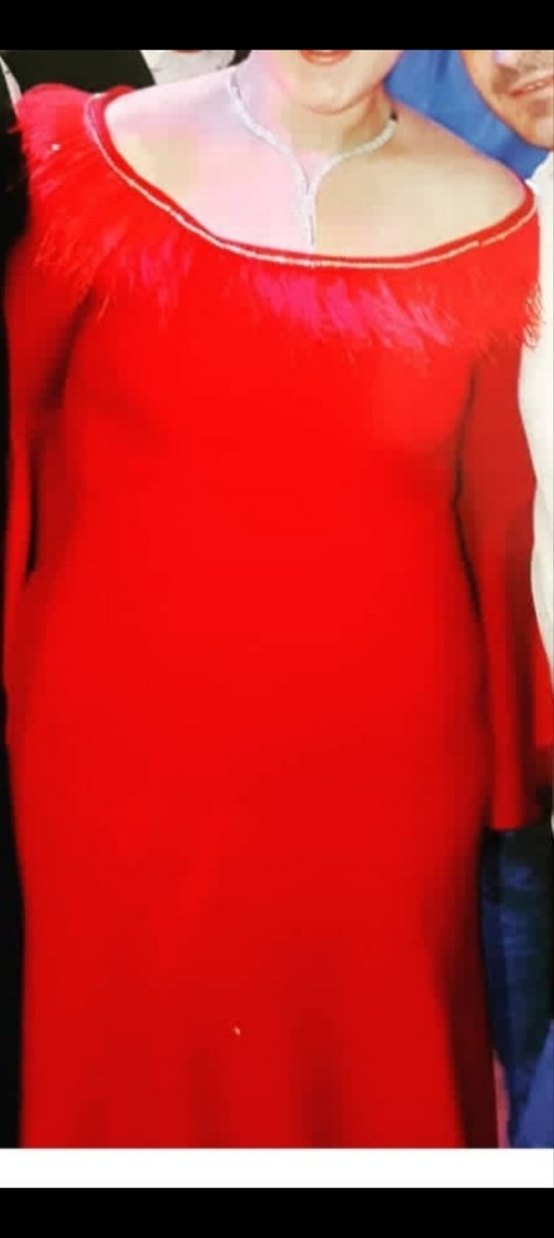 Kırmızı Uzun Kollu Fırfırlı Bayan Elbisesi - Görsel 3