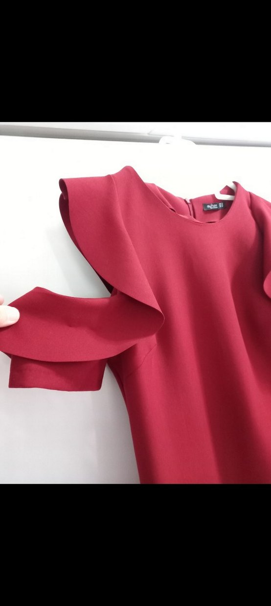 Bordo Fırfırlı Elbise - Görsel 2