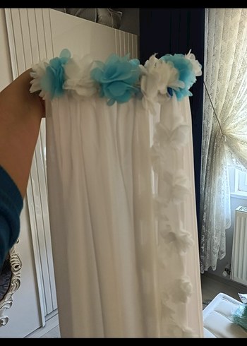 Beyaz Nakışlı Bebek Sepeti Mavi Fiyonk Detaylı - Görsel 6