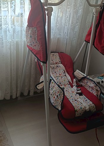 Renkli Desenli Kırmızı Bebek sallanır sandelye - Görsel 5