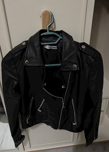 Siyah Biker Deri Ceket