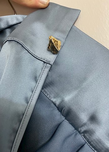 Zara Gri düğmeli saten gömlek xs / s beden uyumlu - Görsel 3