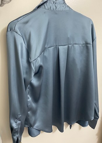 Zara Gri düğmeli saten gömlek xs / s beden uyumlu - Görsel 2