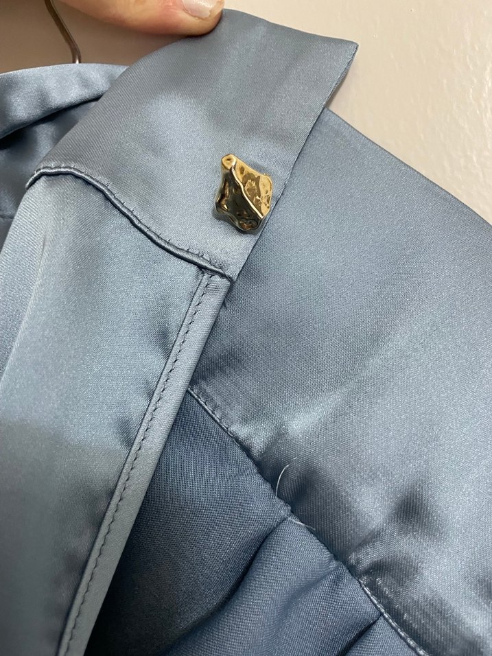 Zara Gri düğmeli saten gömlek xs / s beden uyumlu - Görsel 3