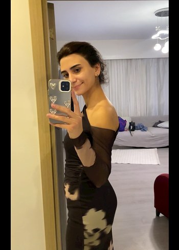 Uzun Kol Drapeli Siyah Batik Desenli Elbise - Görsel 3