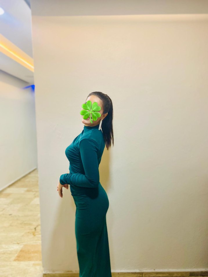 Kadın Koyu Yeşil Drapeli Balıkçı Yaka Elbise - Görsel 3