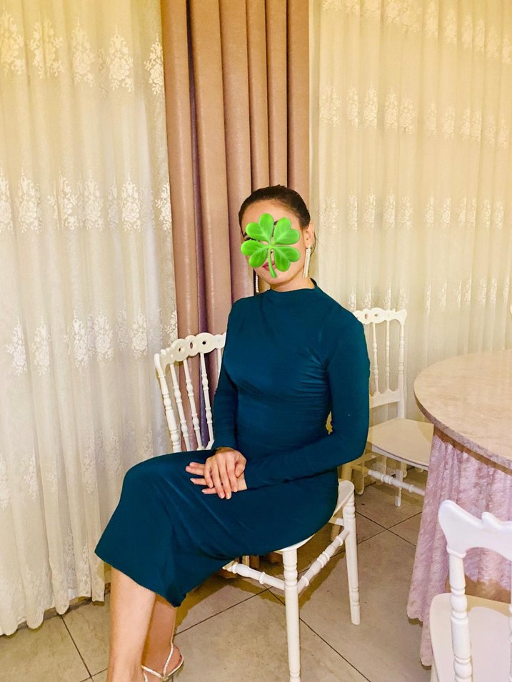 Kadın Koyu Yeşil Drapeli Balıkçı Yaka Elbise - Görsel 2