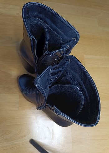 Kadın Siyah Deri Gotik Platform Topuklu Bot - Görsel 6