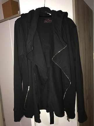 s Beden siyah Renk Çapraz Fermuarlı Sweatshirt Hırka