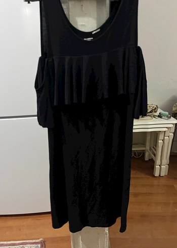 Siyah Uzun Kollu Volanlı Gotik Elbise - Görsel 2